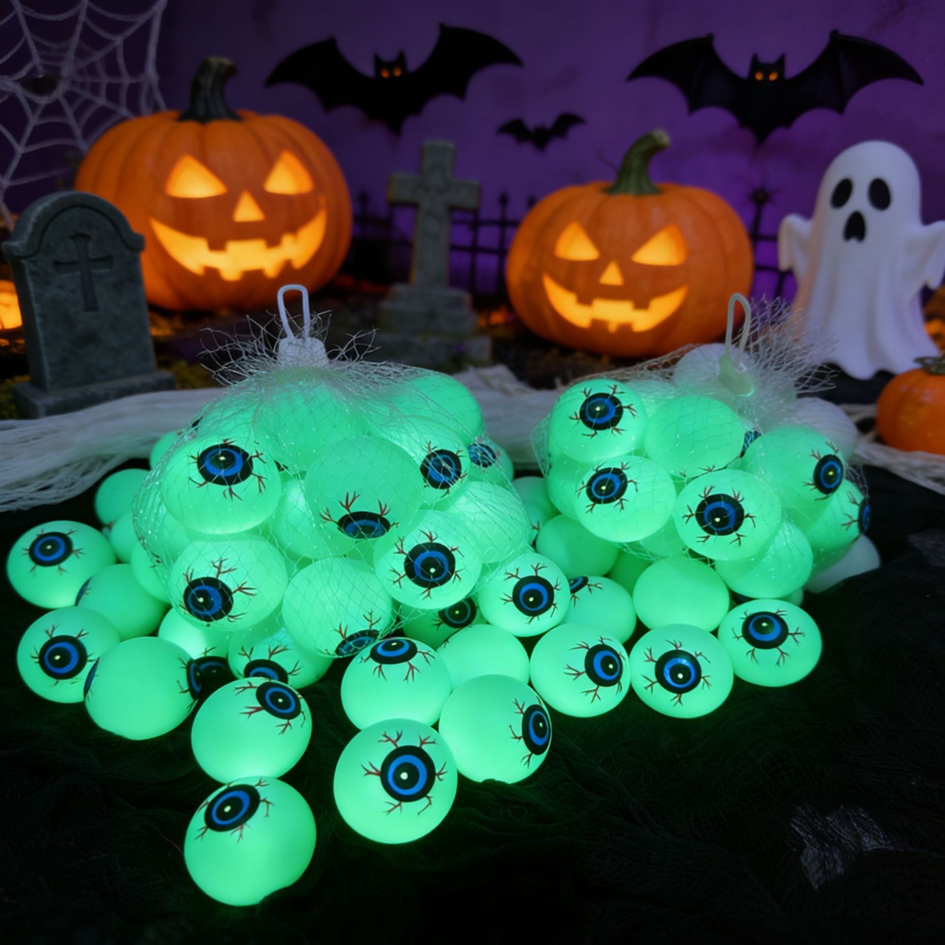 Halloween Glow Eyeball Decorations Light Up Party Props