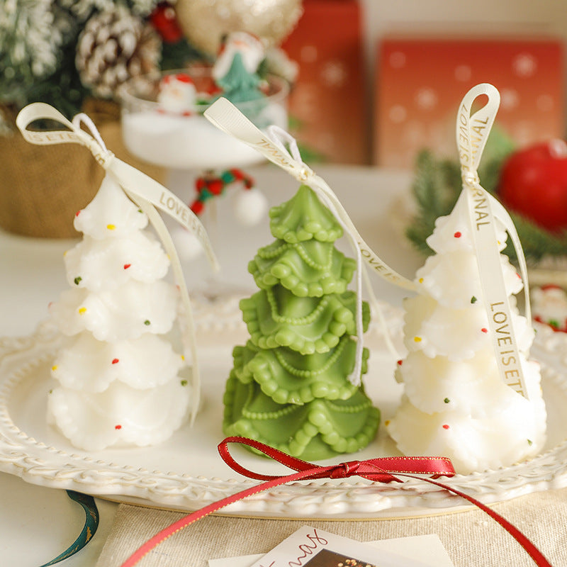 Festive Tree Shaped Scented Candle Soy Wax Blend Christmas Gift Decor