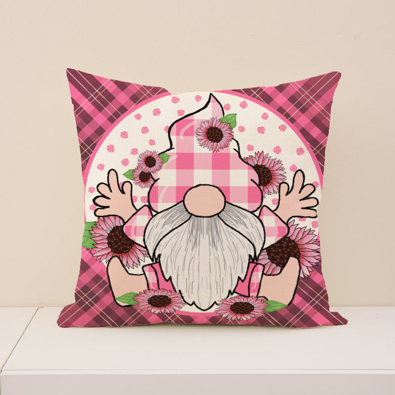 Valentine Love Gnome Pink Plaid Heart Throw Pillow Covers