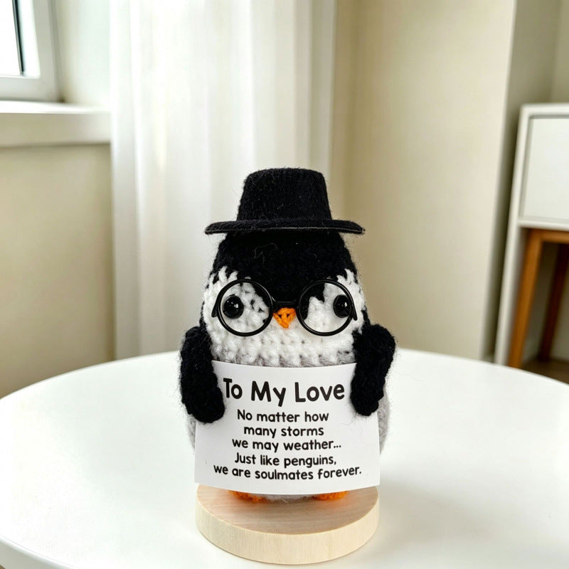 Handmade Crochet Penguin Figurine Desk Ornament Home Decor