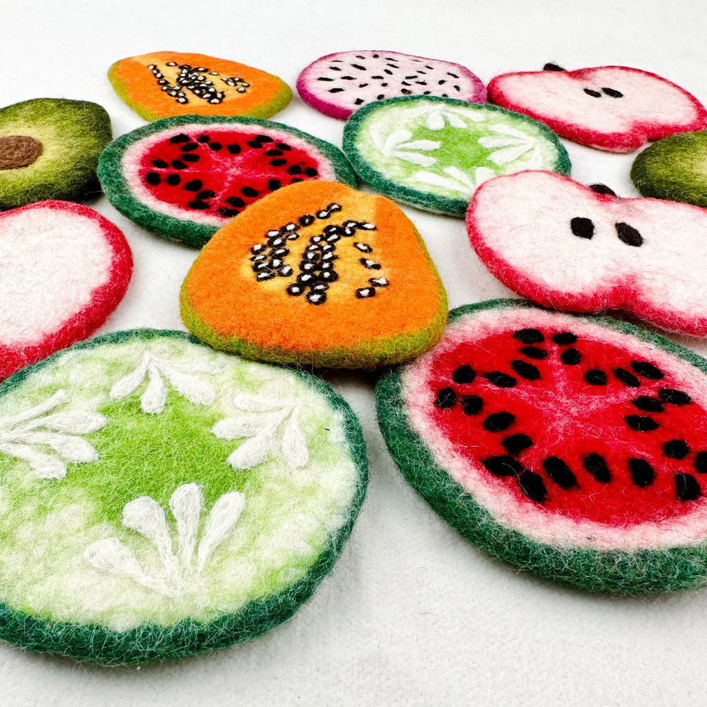 Handmade Wool Felt Fruit Coaster Colorful Food Drink Mat