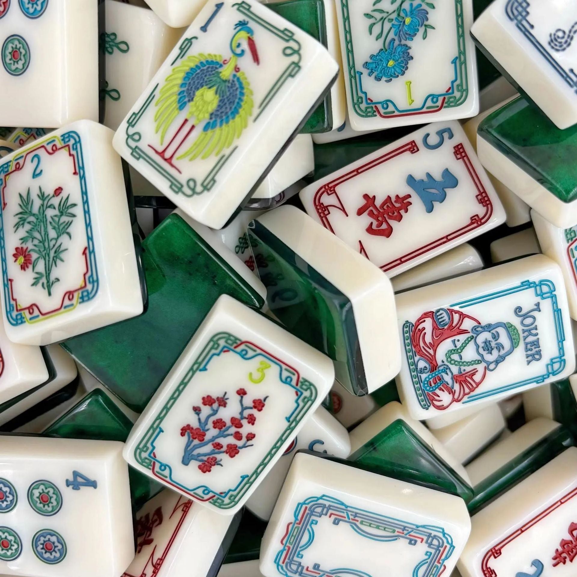 Green Jade Acrylic Mahjong Set Classic Game Tiles