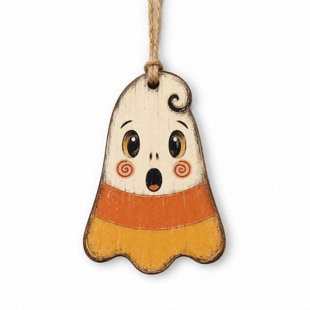 Wooden Halloween Ornament Double Sided Printed Rustic Holiday Decor