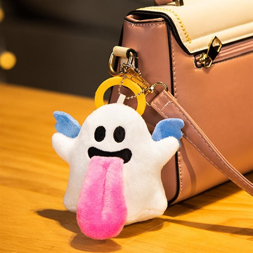 Halloween Plush Keychain Bead Chain Ghost Charm Bag Accessory