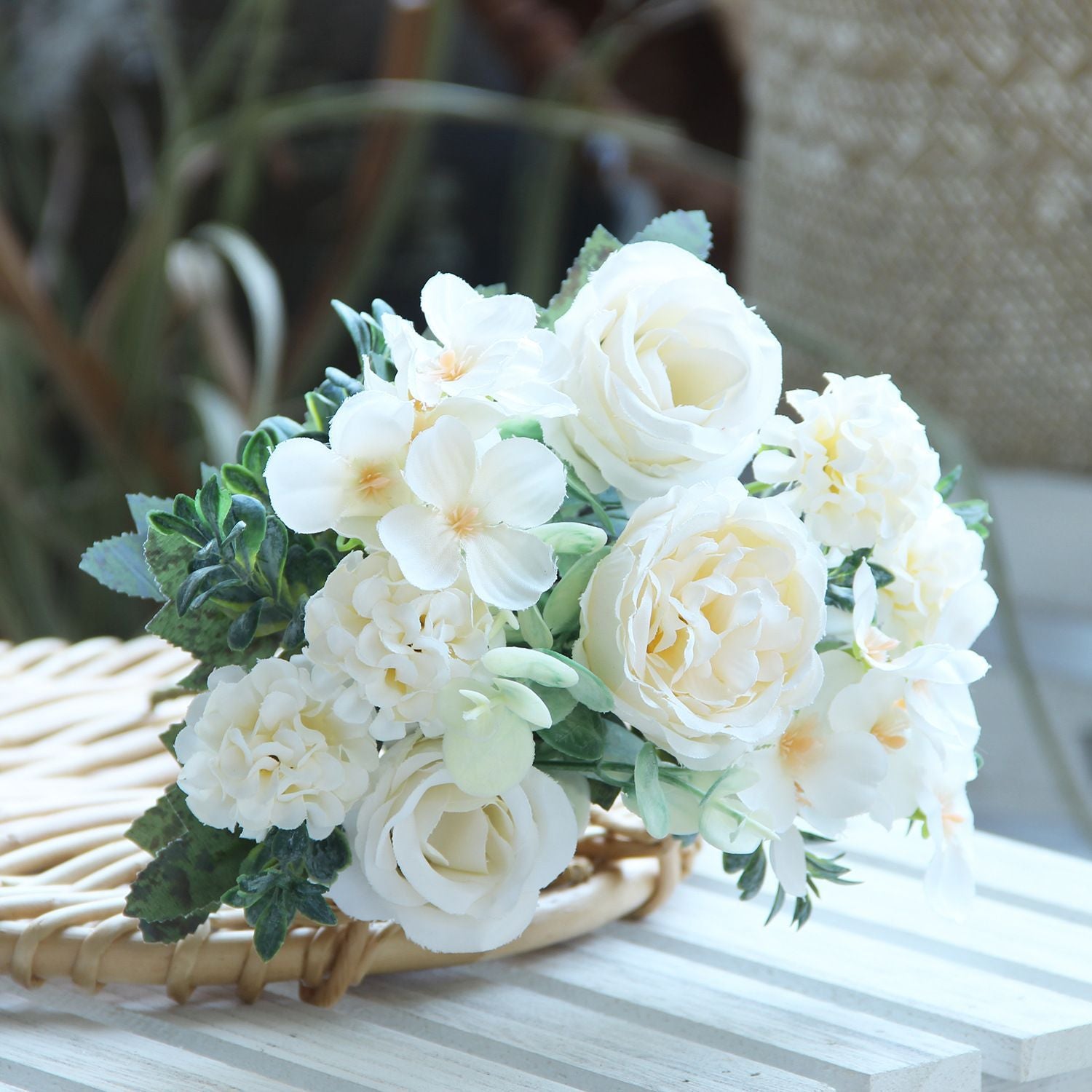 Artificial Rose Peony Bouquet Silk Flower Arrangement Decor