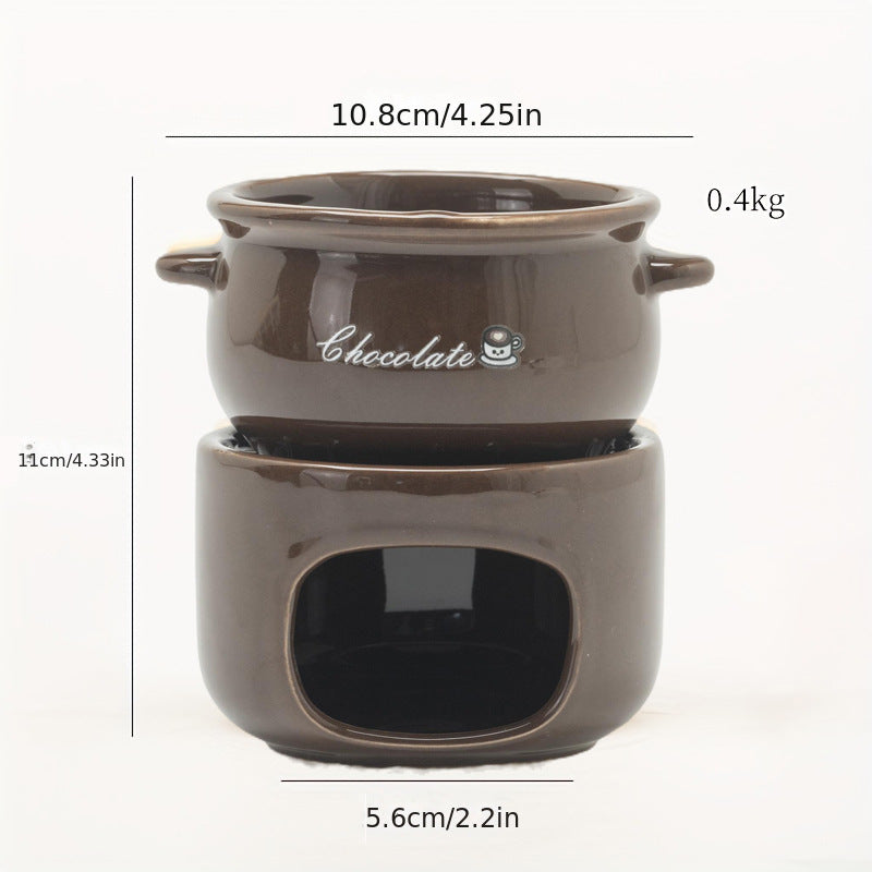 Ceramic Chocolate Fondue Mug with Hollow Warmer Base