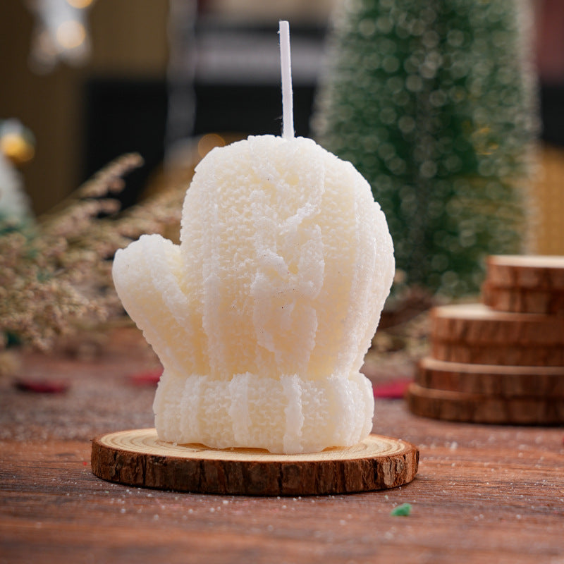 Christmas Mitten Shaped Scented Candle Holiday Gift Decor