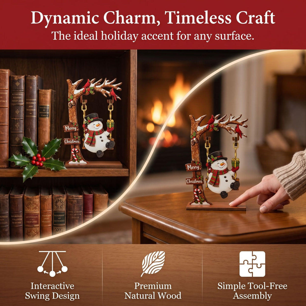Christmas Wooden Swing Tabletop Holiday Decoration