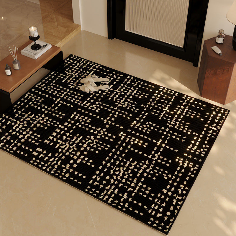Black Checkered Entryway Rug Non Slip Washable Modern Mat