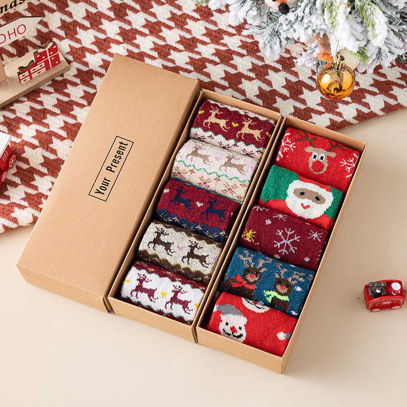 Christmas Polyester Socks Gift Set Holiday Crew Socks