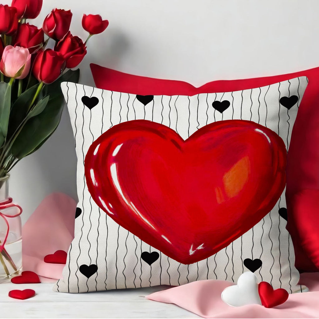 Valentine Red Heart Throw Pillow Cover Romantic Home Decor
