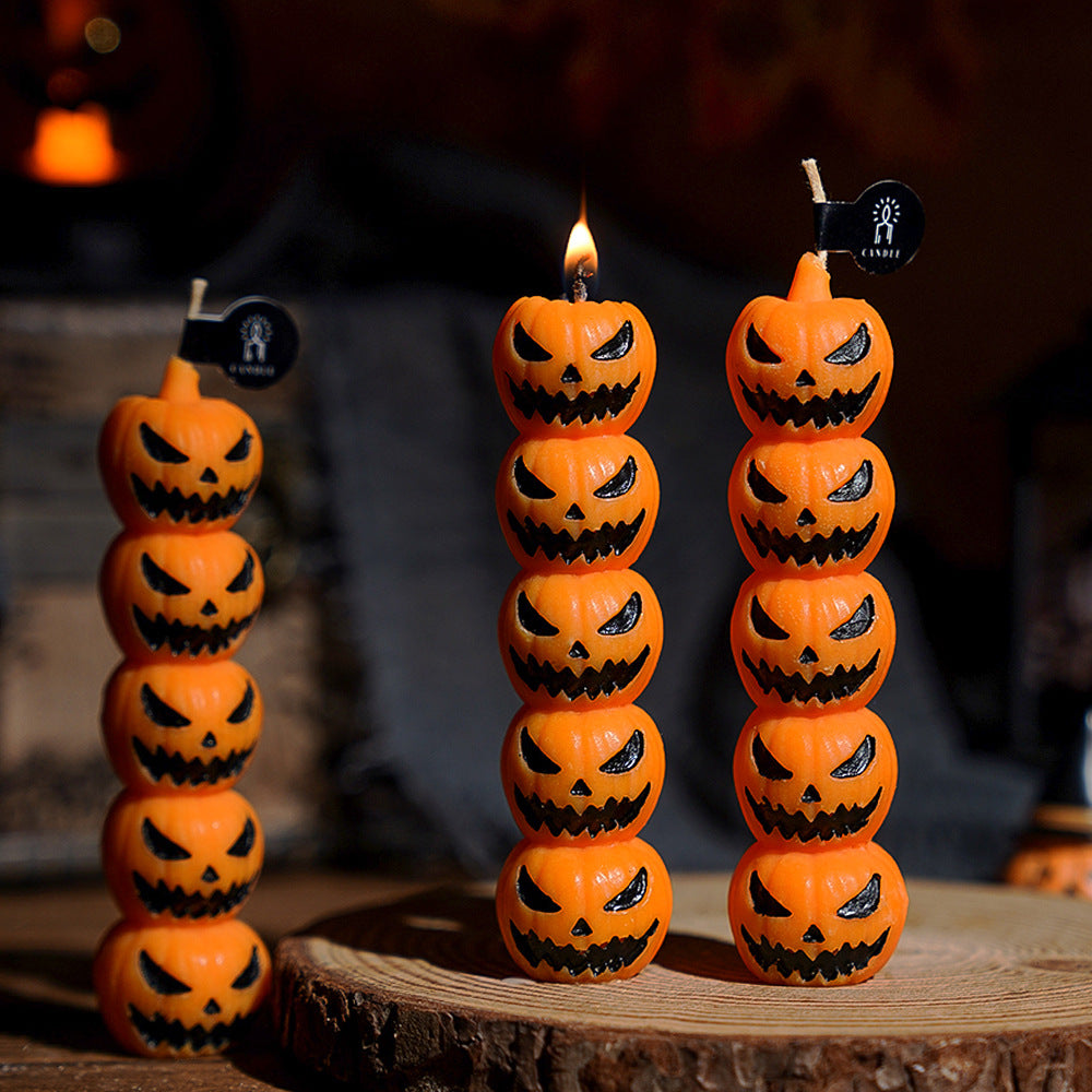 Halloween Taper Candle Pumpkin Skull Seasonal Decor