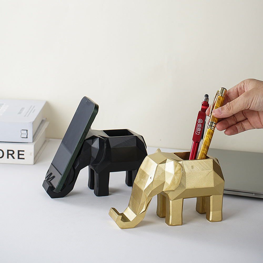 Geometric Elephant Pen Holder and Phone Stand Home Decor