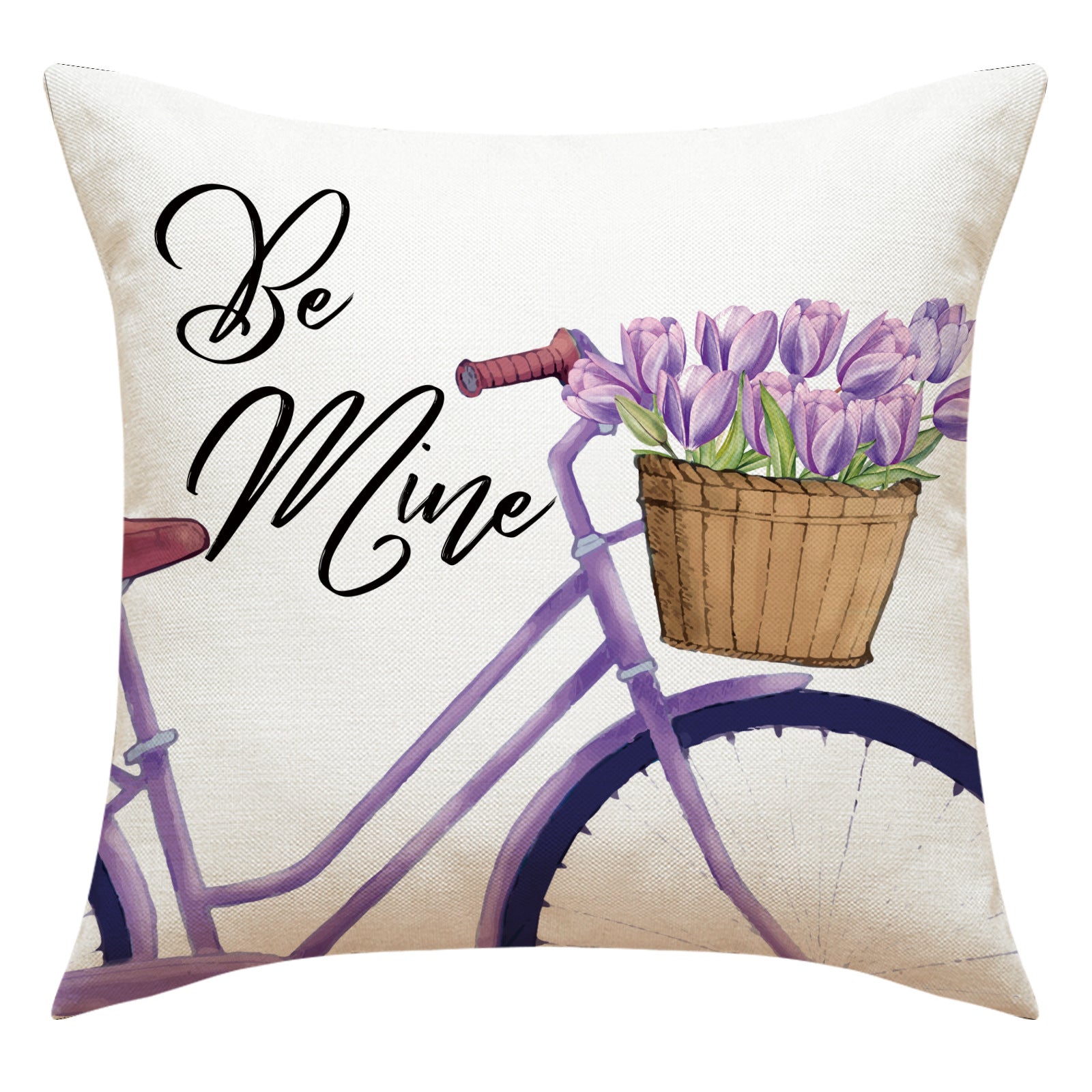 Valentine Tulip Print Linen Pillow Covers Spring Gift Decor