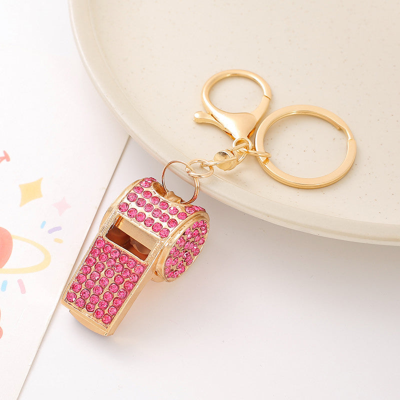 Rhinestone Whistle Keychain Key Ring Valentine Gift