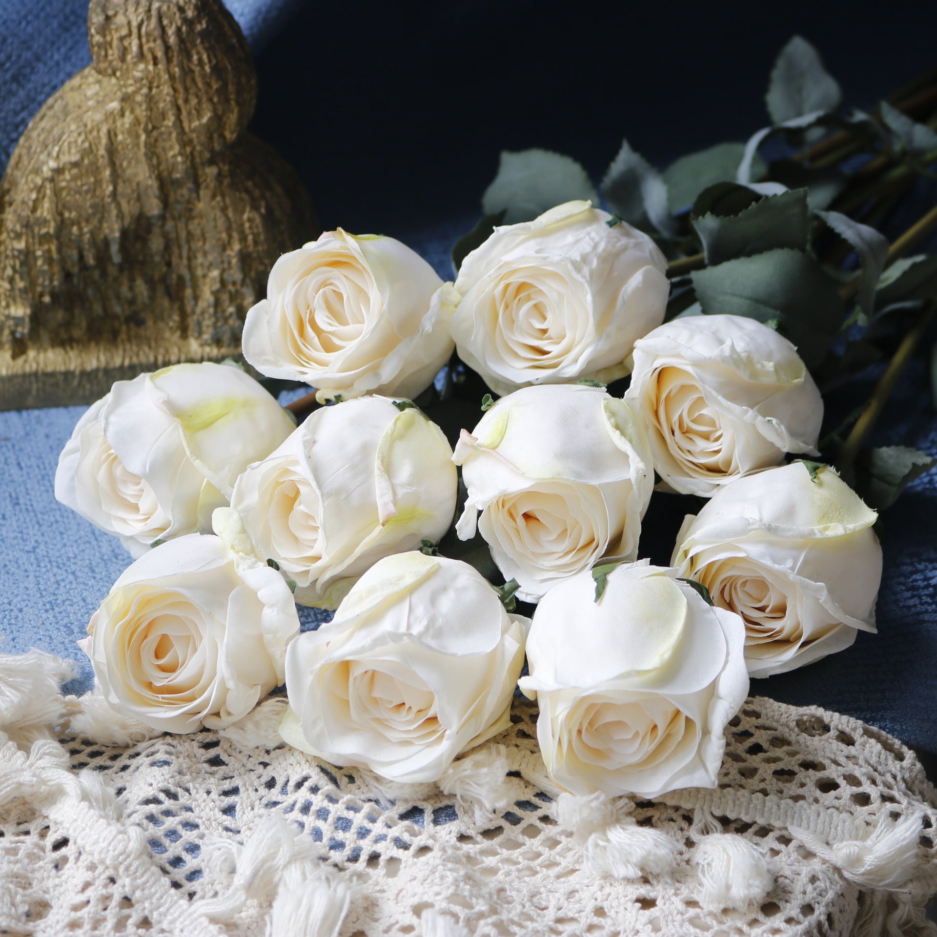 Valentine Faux Burnt Edge Rose Silk Flower Home Decor