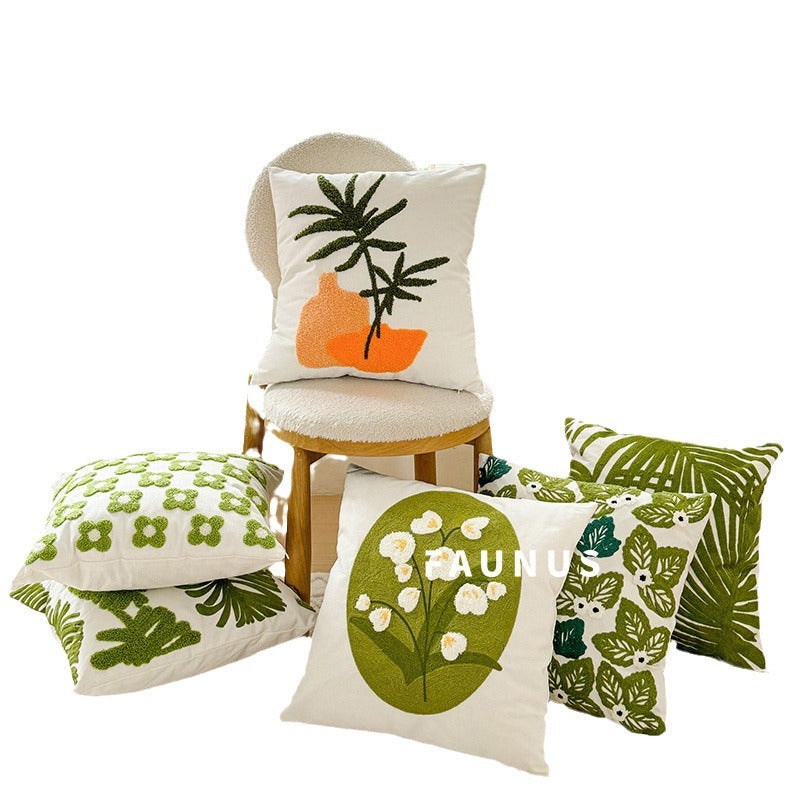 St. Patrick’s Day Green Botanical Embroidered Pillow Cover