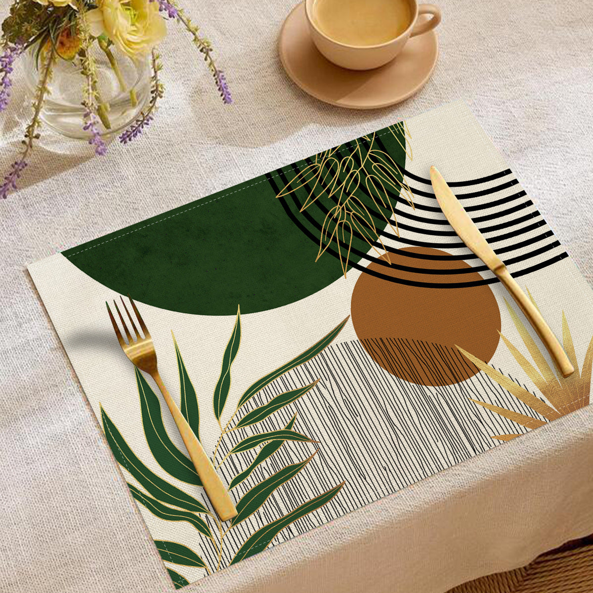 Nordic Geometric Linen Placemats Heat Resistant Table Decor