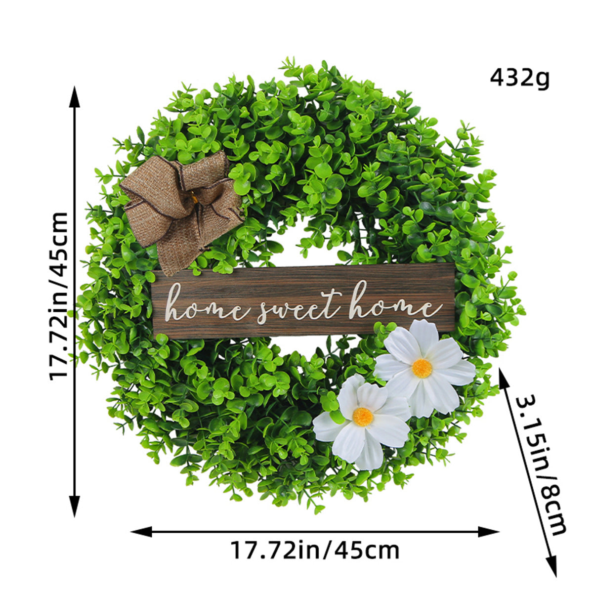 Handmade Christmas Wreath with Bow and Pine Accents