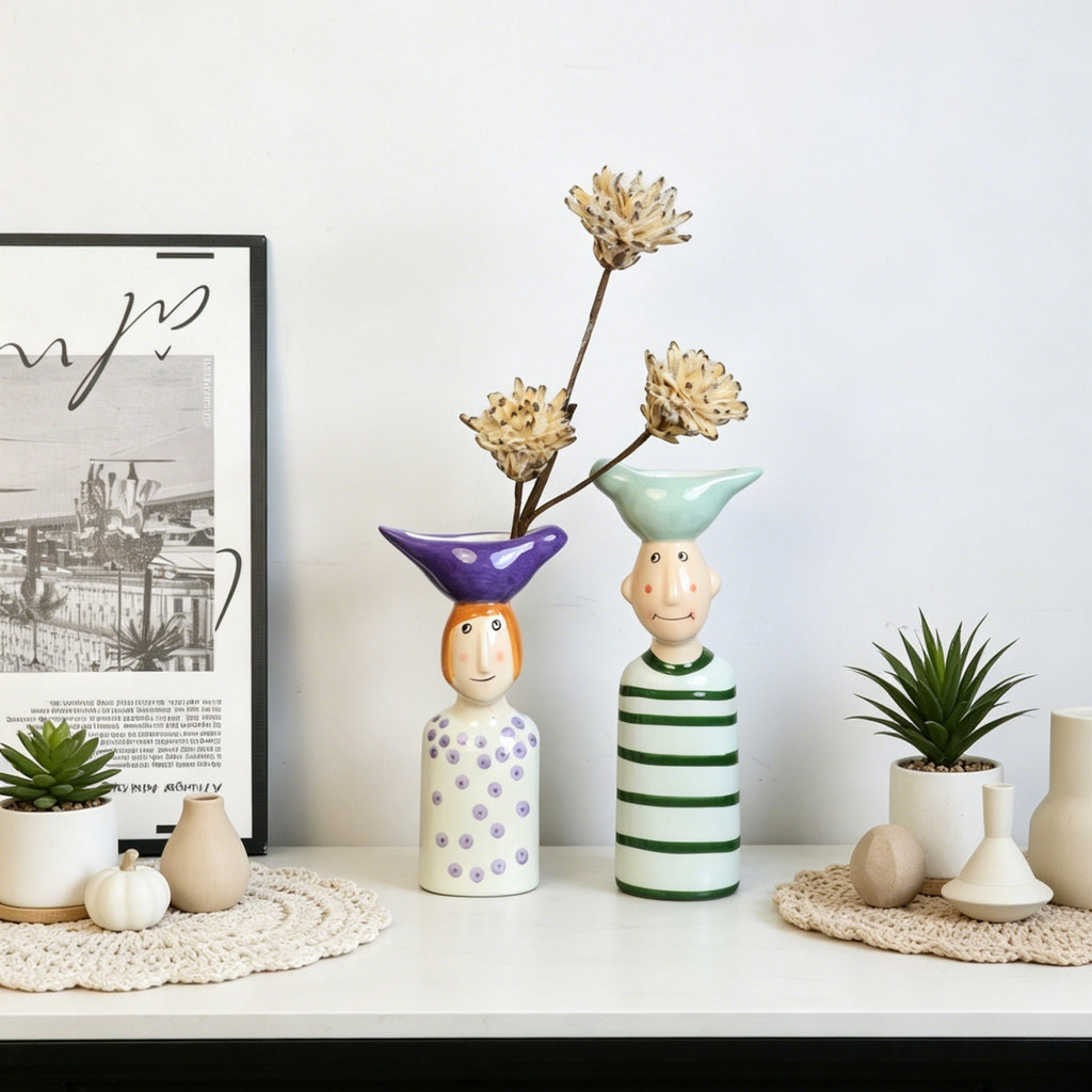 Nordic Cartoon Ceramic Vase Home Desk Flower Decor