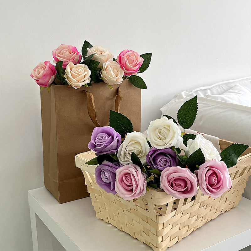 Valentine’s Day Single Stem Silk Rose for Romantic Decor