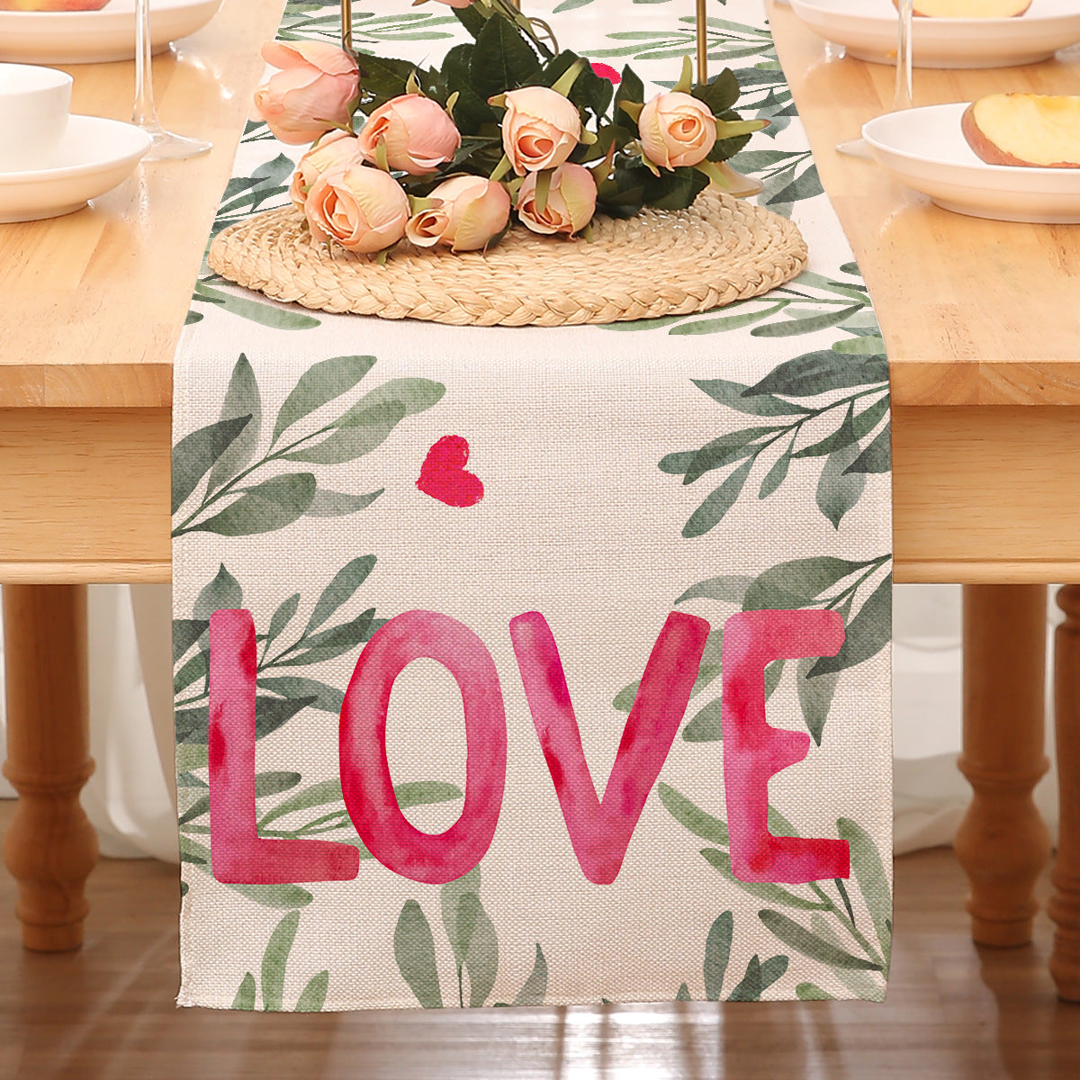 Valentine’s Day Heart Table Runner Red Printed Decor