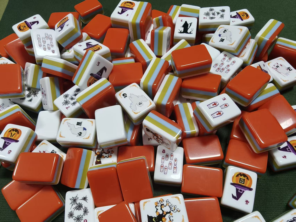 Orange Halloween Mahjong Set Acrylic Game Tiles