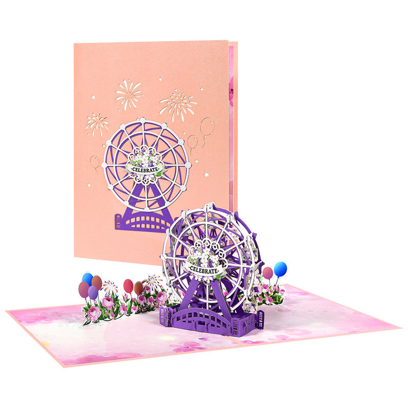 Valentine Greeting Card Ferris Wheel Handmade Sculpture Gift