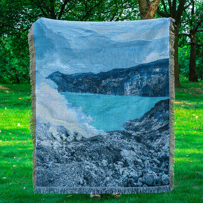 Scenic Woven Throw Blanket Jacquard Sofa Home Decor