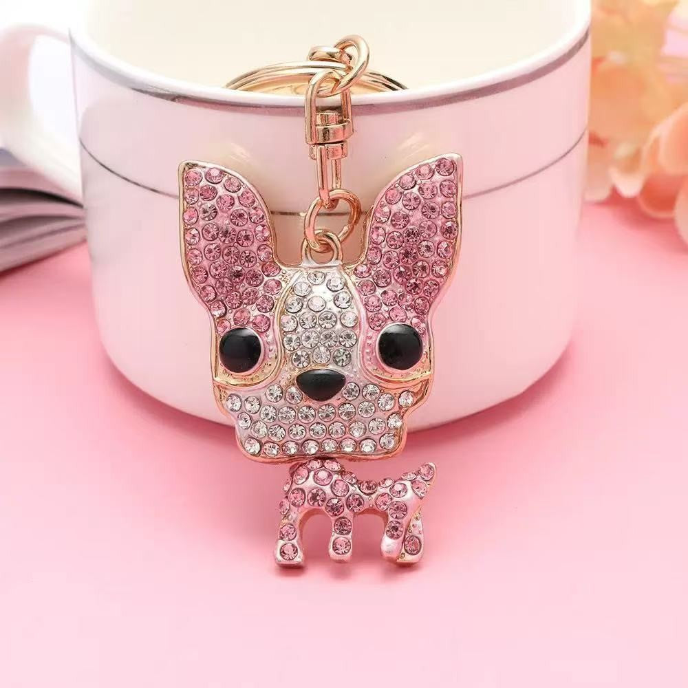 Valentine’s Day Rhinestone Dog Keychain Cute Bag Charm