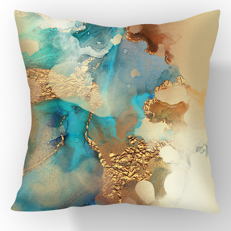 Gold Foil Abstract Marble Cushion Cover Nordic Style