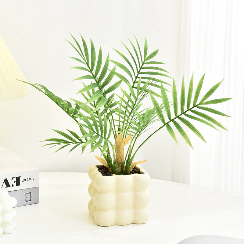 Artificial Green Plant in Square Bubble Planter Home Decor