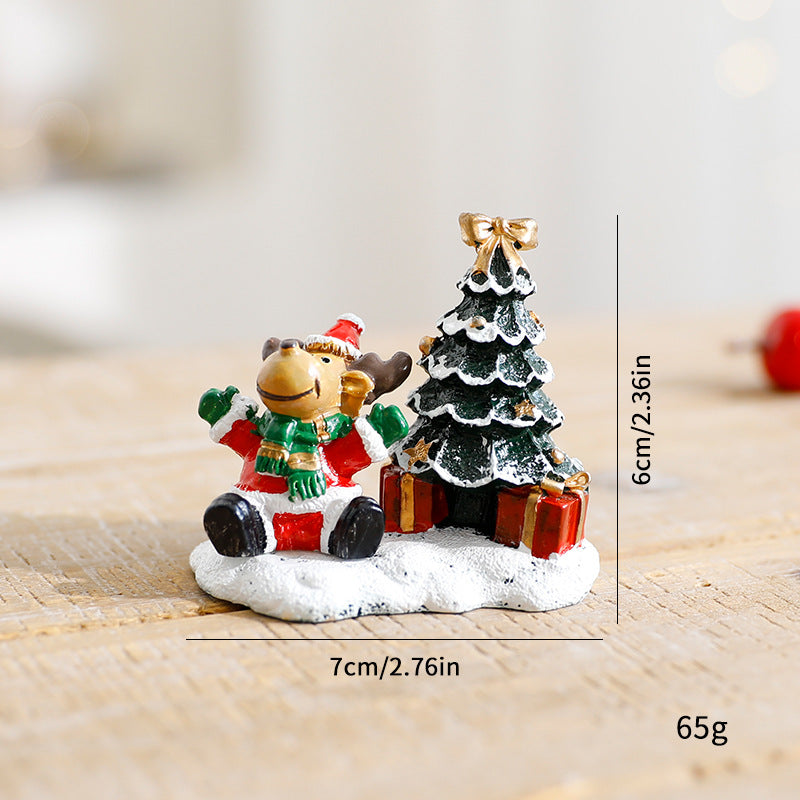 Resin Christmas Village Miniature Figurine Holiday Tabletop Decora