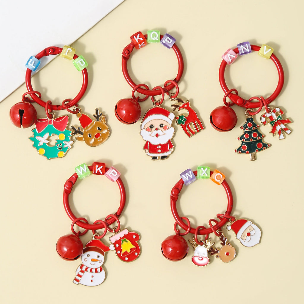 Christmas Santa Snowman Tree Charm Keychain Holiday Accessory