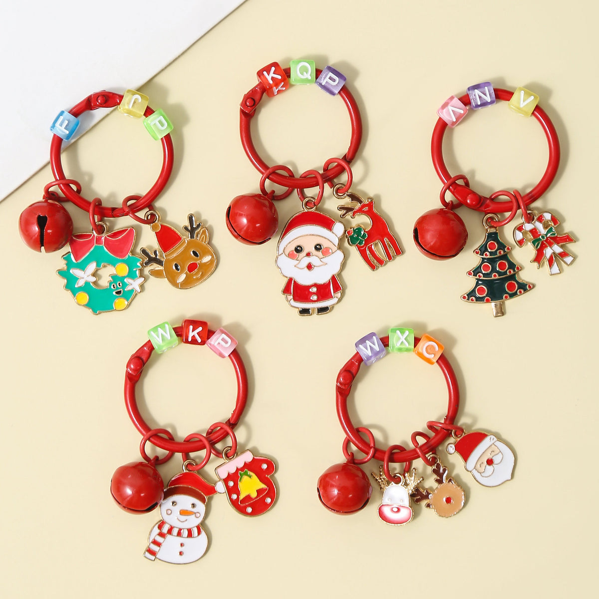 Christmas Santa Snowman Tree Charm Keychain Holiday Accessory