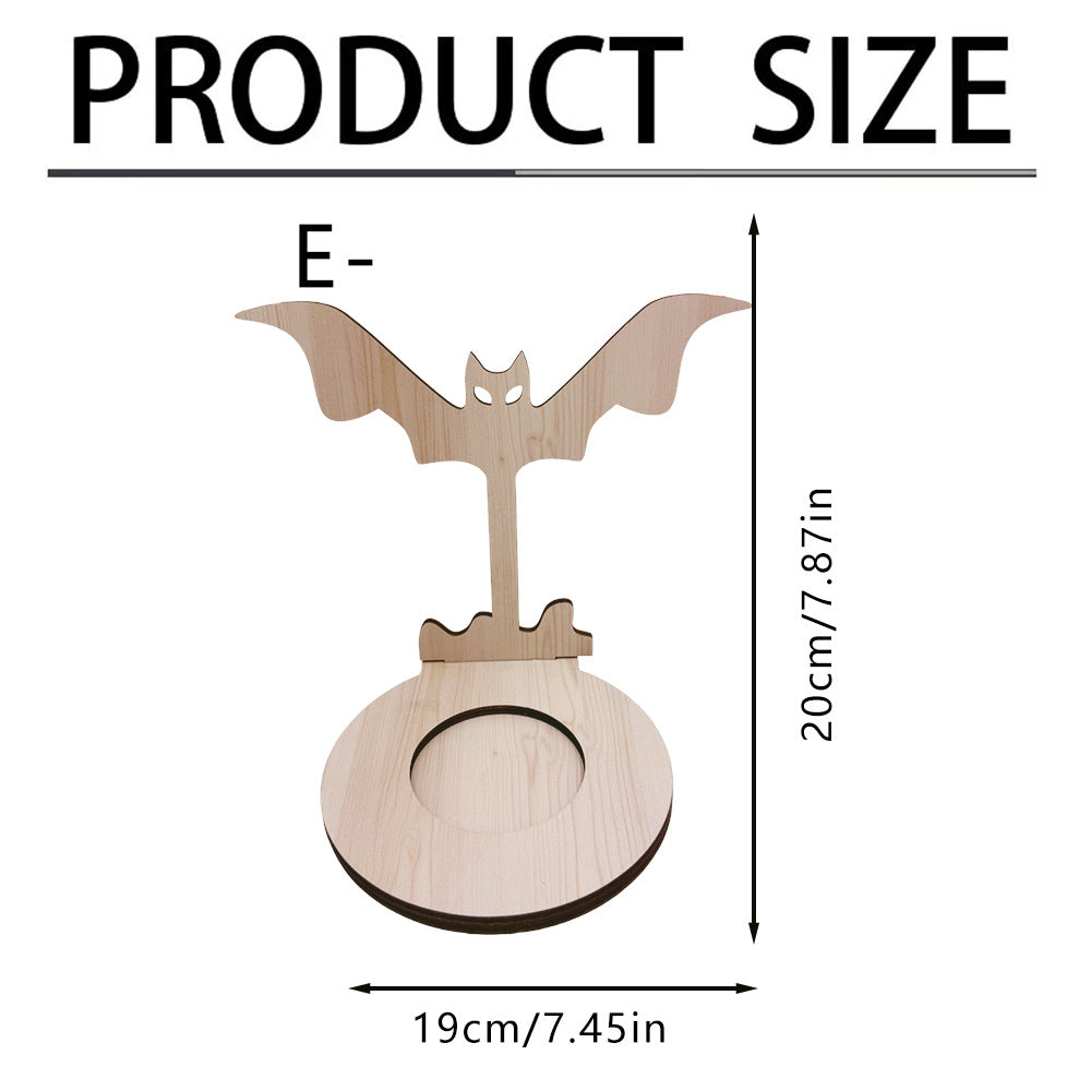 Wooden Halloween Candle Holder Tabletop Seasonal Decor
