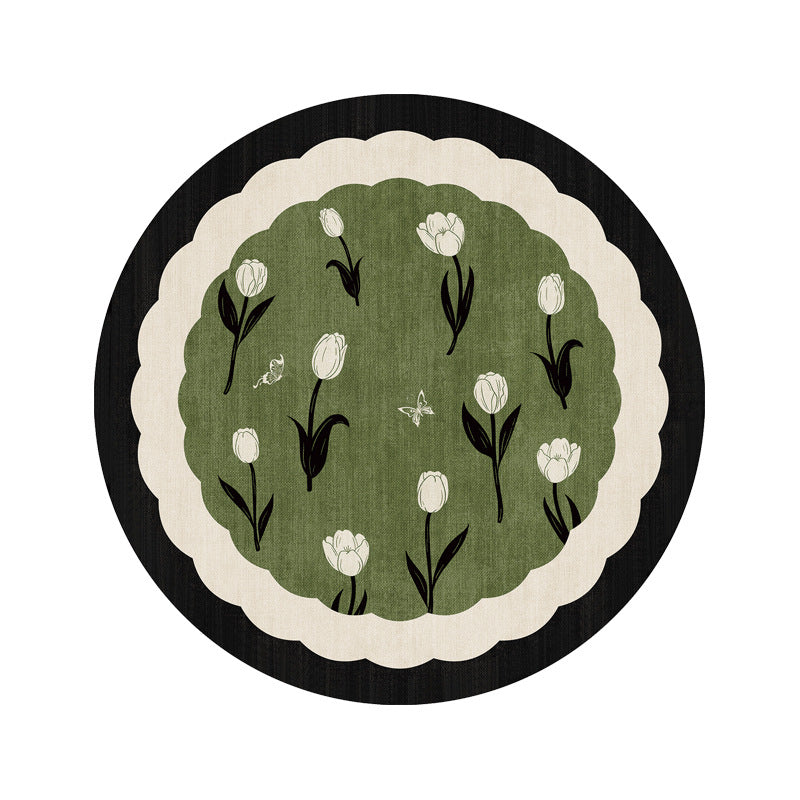 Floral Pattern Rubber Drink Coaster Round Table Decor