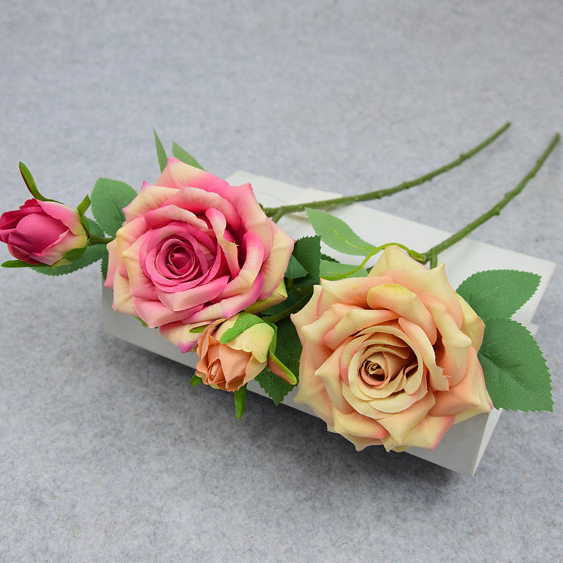 Valentine’s Day Short Stem Double Rose Silk Flower Decor