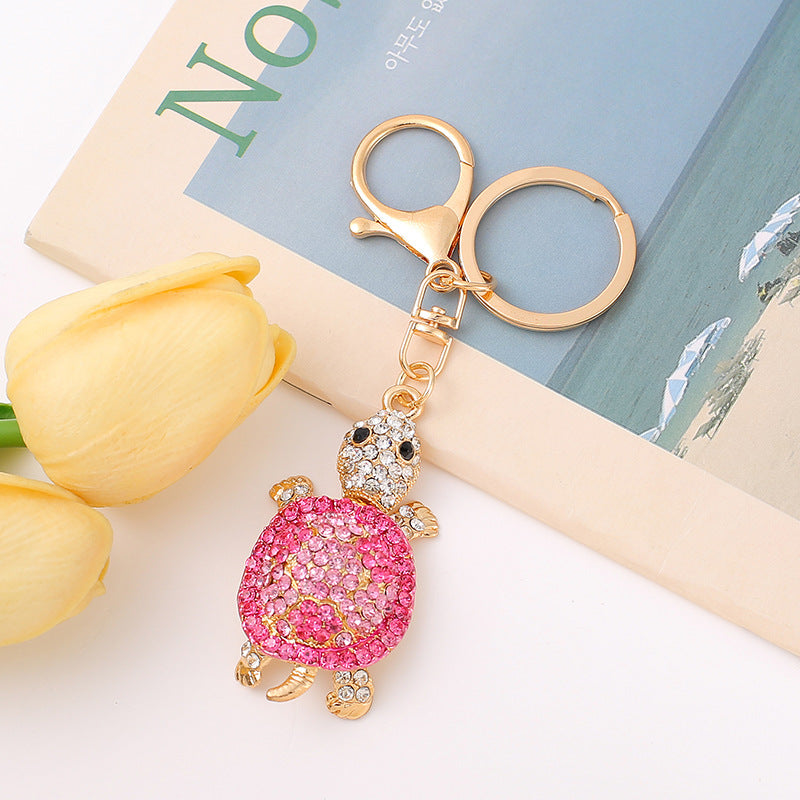 Crystal Turtle Keychain Sparkling Charm with Metal Ring