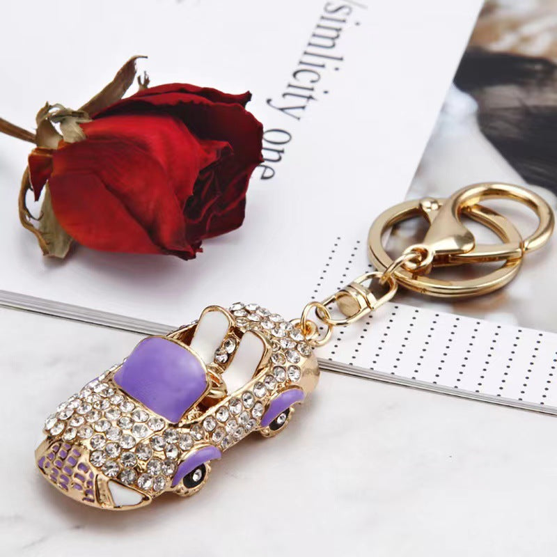 Rhinestone Sports Car Keychain Luxury Metal Bag Charm