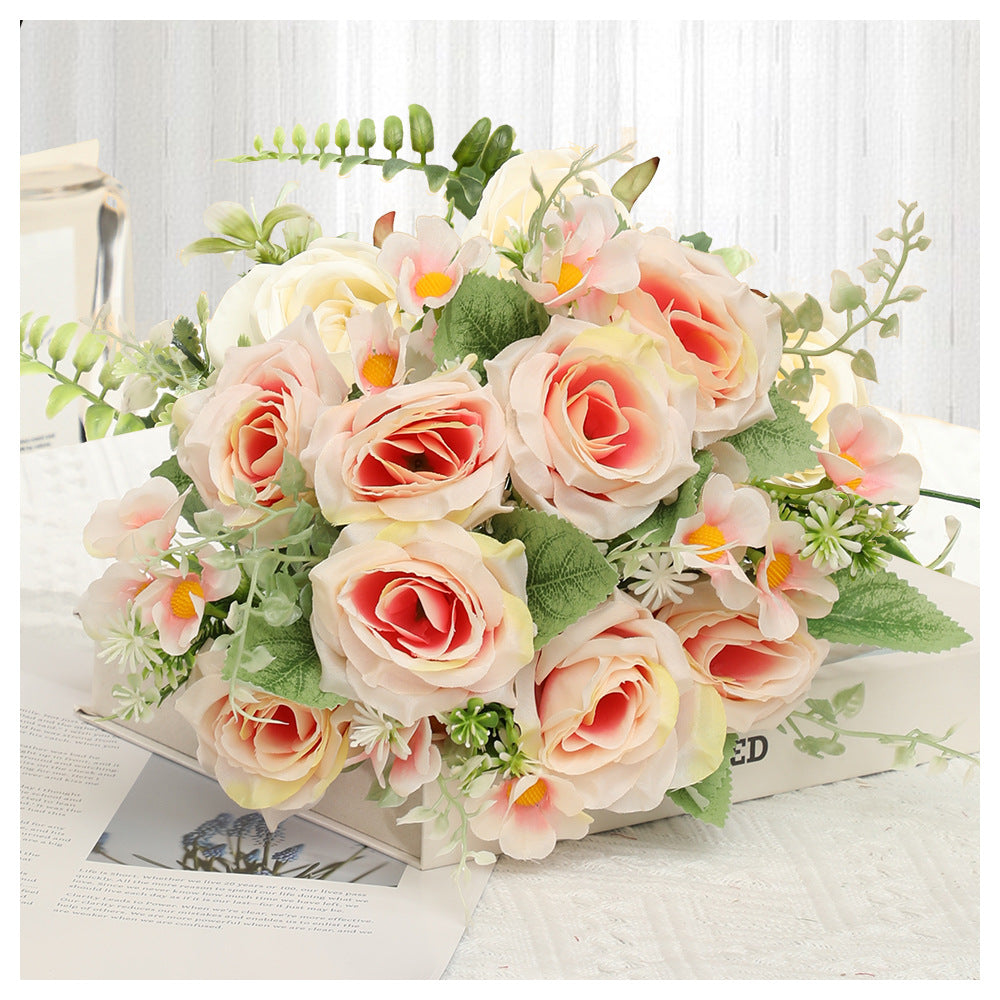 Valentine’s Day Faux Rose Bouquet Silk Flowers Home Decor