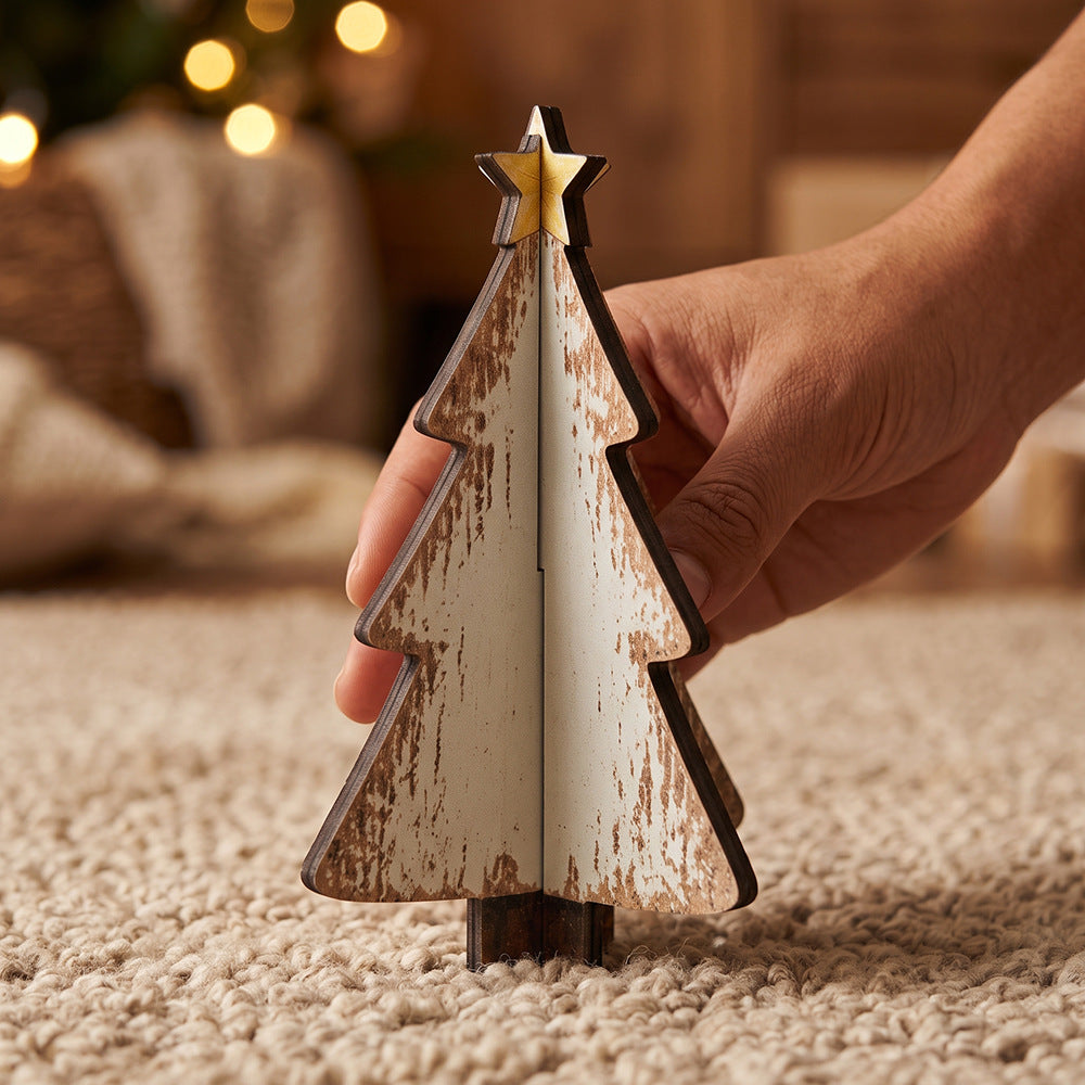Wooden Christmas Tree Tabletop Holiday Decoration