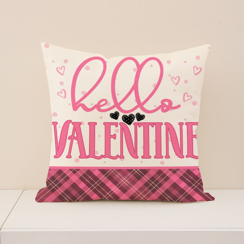 Valentine Love Gnome Pink Plaid Heart Throw Pillow Covers