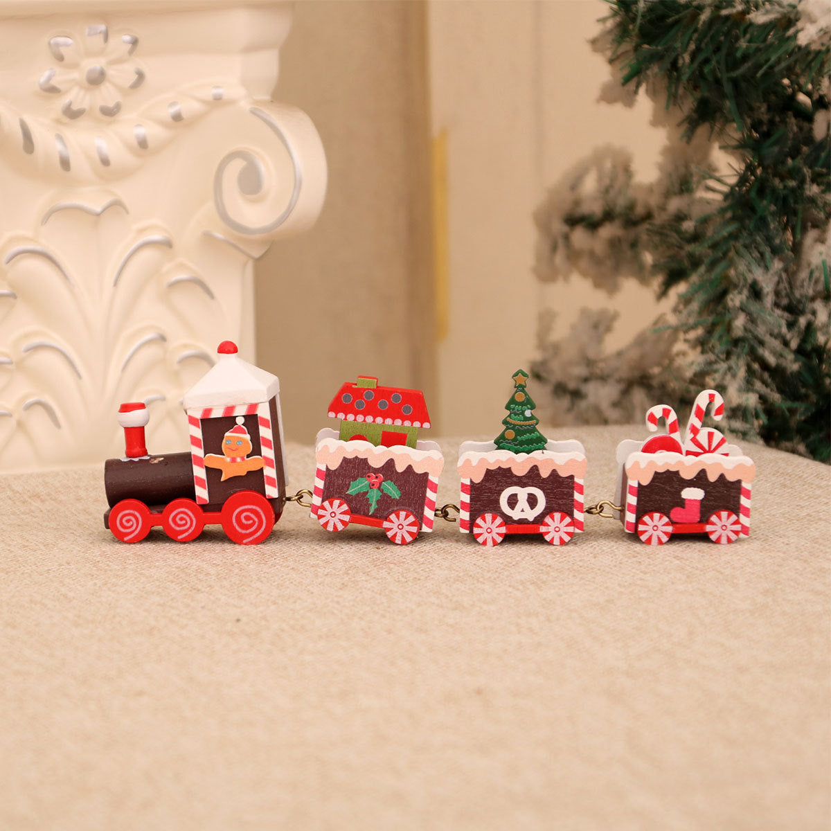 Wooden Christmas Train Tabletop Holiday Decor