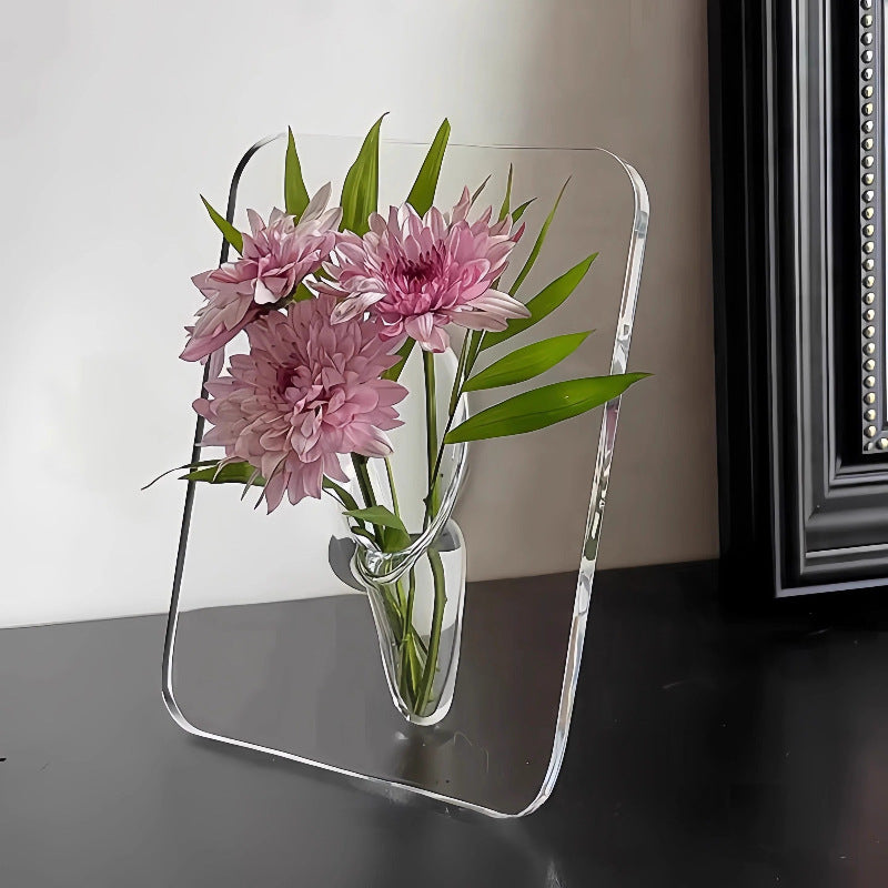 Clear Acrylic Flower Vase for Tabletop Home Office Decor