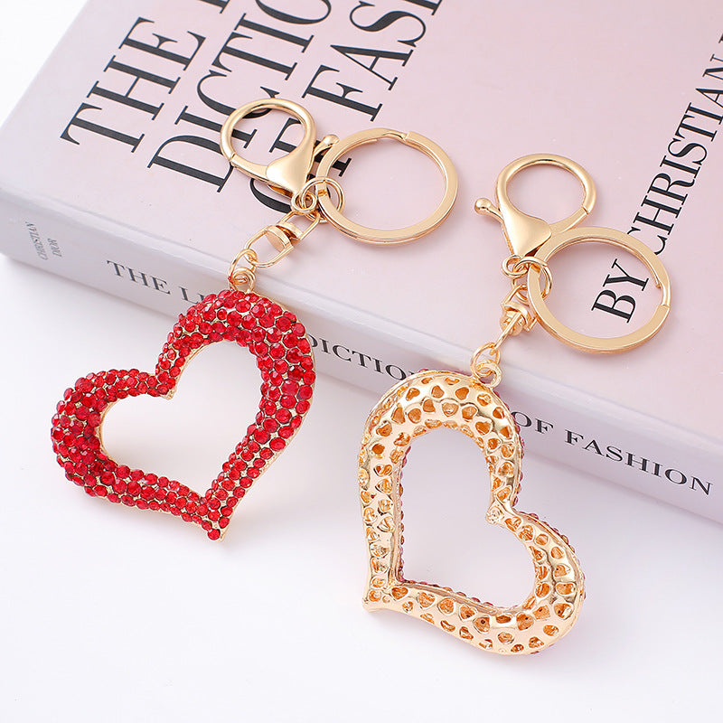 Valentine’s Day Rhinestone Heart Keychain Metal Bag Charm