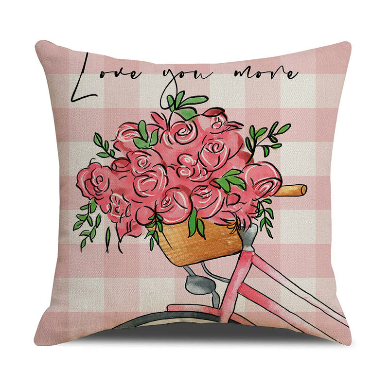 Valentine Heart Floral Linen Pillow Covers Romantic Home