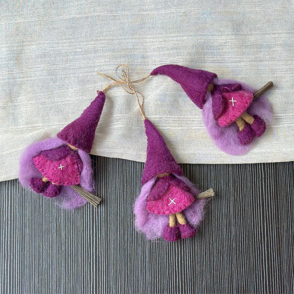 Handmade Wool Felt Purple Witch Hanging Bag Charm