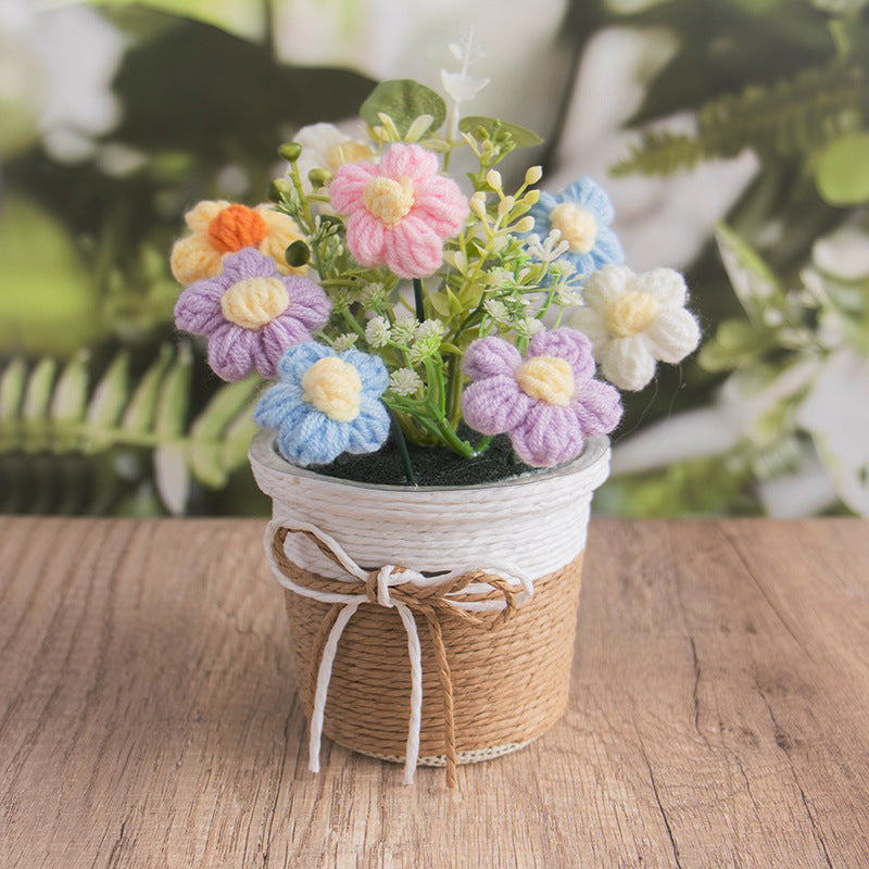 Crochet Puff Flower Pot Large Woven Basket Decor