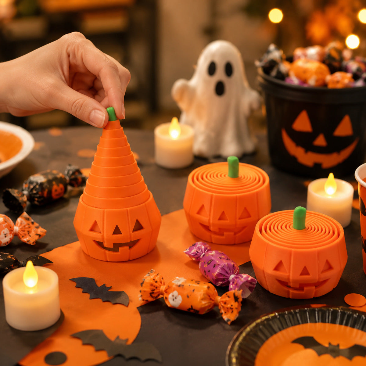 Halloween Pumpkin Stretchy Decoration Fidget Toy Seasonal Desk Decor